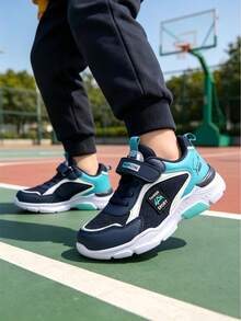 Kids' Lightweight Breathable Mesh Casual Outdoor Sneakers With Hook And Loop Closure - Blue - View 3