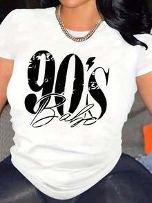 100% Cotton, New Summer Style, Y2K Style, 90s Print, Women's Crew Neck T-Shirt, Casual Sporty Style, Short Sleeve, Sizes S-XXL, Multiple Colors Available, Machine Washable. A Gift For Family, Siblings, Friends, Parents, Or Teachers. - 白色 - 查看 4