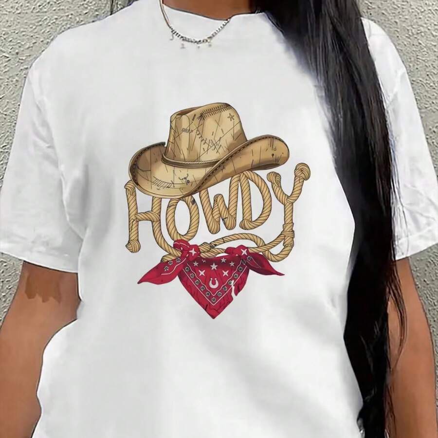 Printed T-Shirt For Men And Women - 白色 - 查看 1
