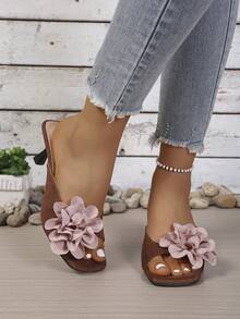 Giày sandal cao gót hở mũi bằng lưới thoáng khí màu cà phê mùa hè mới, sandal gót nhọn tối giản đa năng dành cho nữ. - màu nâu - Xem 2