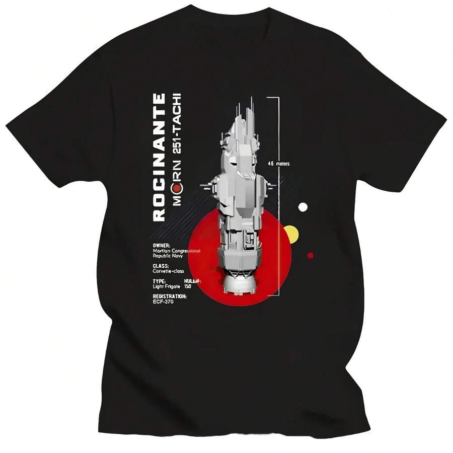 The Expanse Rocinante Ship T-Shirt, Men's Cotton Crew Neck T-Shirt, Hip Hop T-Shirt, Streetwear - 款式 - 查看 1