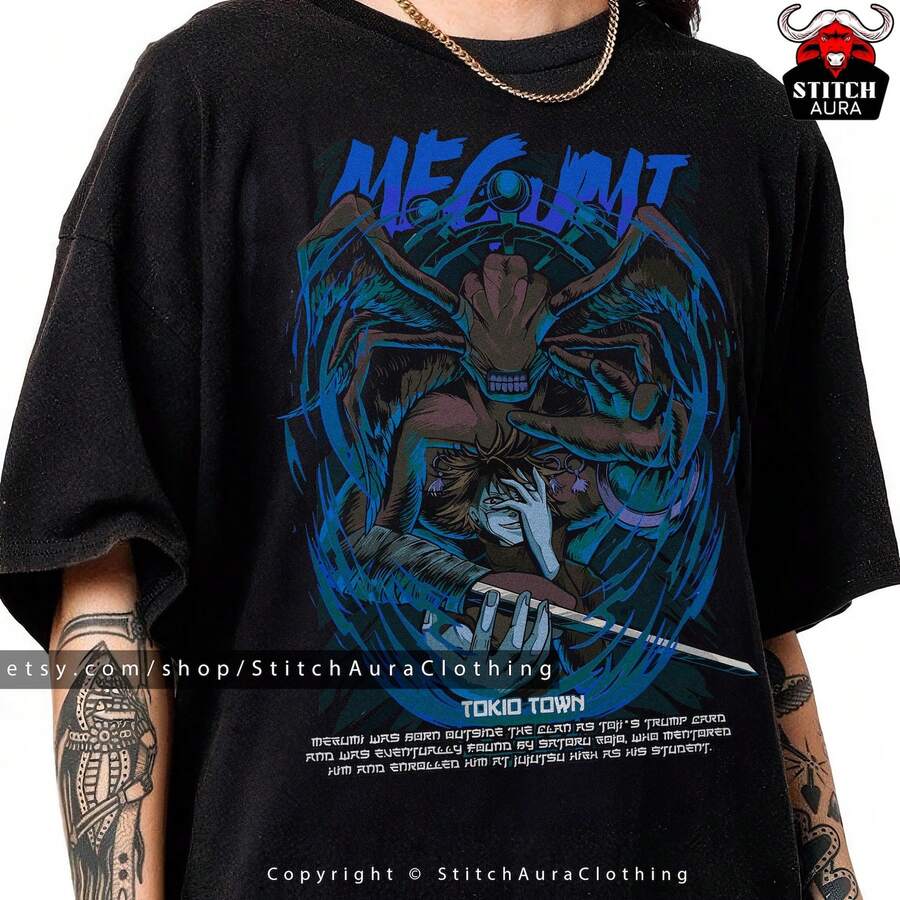 Megumi Fushiguro Cosplay Camisa Regalo para G1eto Suguru, Póster Mahito JJK, Nobara Kugisaki para Toji, Pendientes G1ojo Satoru JJK, Camiseta RyoM1en Sukuna220g Cla-ssic Cotton T-Shirt - UniS-ex - The Shirt You A-lways NeededSuitable for all people, whether woM-en or M-enhigh-quality durable fabric suitable for all seans,ft to the touch but built to lastBreathabletops woM.en fall outfiT.S for woM.en vaC.Ation outfiT.S woM.en Easter, St. Patrick's Day costume - Negro - Ver 1