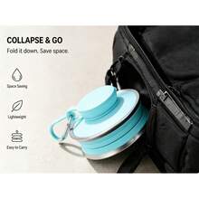 Collapsible Silicone Water Bottle With Carabiner, Reusable Leak Proof Foldable Camping Cup, Portable Sports Travel Bottle For Outdoor, Gym, Hiking, Cycling - Green - View 6