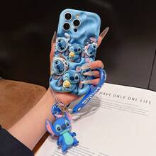 Disney Lilo And Stitch Phone Case : 3D Fluffy Pattern Border Protector Phone Soft Phone Case With A Free Cute Stitch Bracelet Chain Lanyard, Stitch, Lilo, Angel, For Apple 17 Promax 17 Pro 16 15 14 13 12 11 Pro Max XS Max X XR Soft Cover Summer Phone Case - 白色 - 查看 1