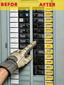 1 Sheet/2 Sheets Home Electrical Box Circuit Breaker Identification Stickers, Office Fuse Box Marking Labels, Electrical Appliance Box Panel Self-Adhesive Stickers - Yellow - View 1