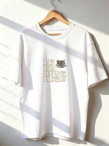 Camiseta de Manga Corta con Diseño Sutil y Juvenil,Camiseta de manga corta de moda para primavera y verano de 2026, hecha en México, 180 gramos. Estampado de dibujos animados, modelo de pareja, apta para uso interior o exterior. Cuello redondo, unisex, ideal para oficina y ocio. Paquete de una pieza. - WH-P631577SLNDXZGY422 - Ver 2