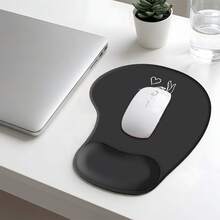 1 cái [Hình bóng tương tác với thú cưng] Tấm lót chuột kê cổ tay nền đen tối giản, có nền đen đơn giản với thiết kế nghệ thuật đường nét màu trắng mô tả sự tương tác giữa người và bàn chân mèo, tạo nên một bầu không khí nhẹ nhàng nhưng ấm áp và thư giãn. - Xem 4