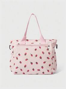 Fashionable Large Capacity Multi Pocket Versatile Tote Bag, Niche Design Simple Strawberry Shoulder Bag, Casual Daily Crossbody Bag, Suitable For Attending Classes, Commuting, Daily Outings, And Parties - Multicolor - View 8
