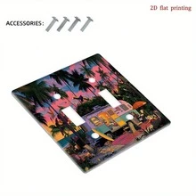 1pc Beach Camping Sunset Print Switch Panel Cover, Funny Home Decor Sticker For Bedroom, Kitchen, Wall - A - View 10