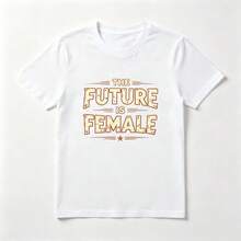 Distressed Letters Vintage White 100% Cotton T-Shirt - 白色 - 查看 1