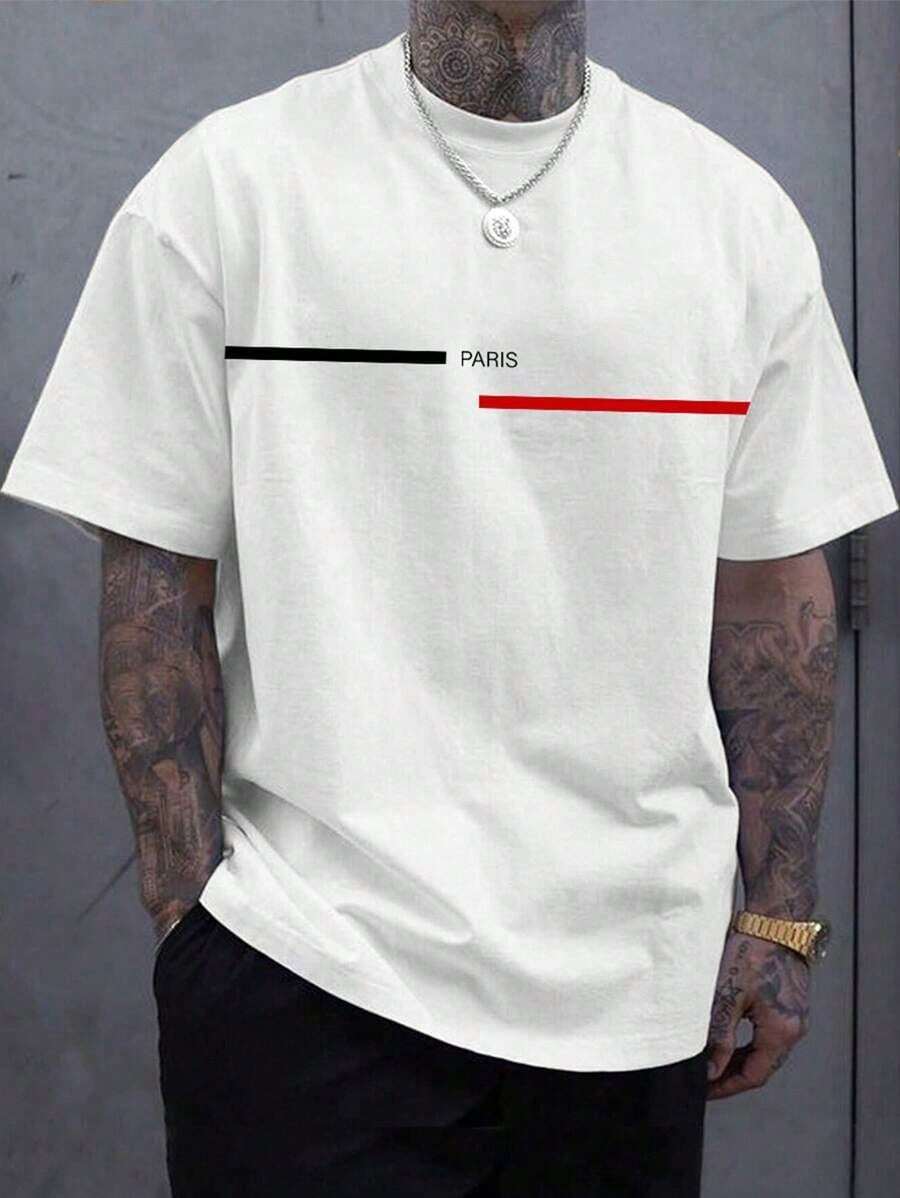 Manfinity Homme Men's Short Sleeve T-Shirt, Modern Printed Design, Size GNYP - White - View 1