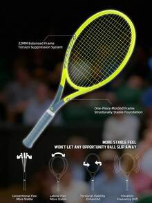 SALYWEE Power Tennis Racket, Composite Carbon Fiber, 102 Sq.In. Head Size, 16x19 String Pattern, One-Piece Molding Frame, Lightweight 310±5g Unstrung, 330mm Balance, Modern High-Tech Shock Absorbing Design, Sports Gears For Intermediate & Competitive Play - Multicolor - View 4