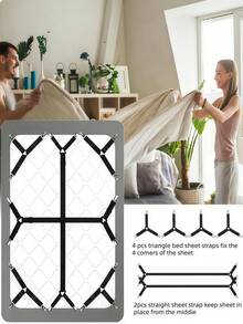 LMMAKE Bed Sheet Straps, 6 Pack Fitted Bed Sheet Fasteners Clips Adjustable Crisscross Bed Sheet Holder Straps For Corners Mattress Sheet Suspenders Grippers Bedding Accessories, Black - Fasteners + Clamps - View 7