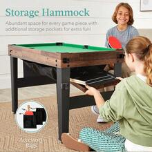 Combo Game Table Set For Home, Game Room, Friends Amp Family W Ping Pong, Foosball, Basketball, Air Hockey, Archery, Chess, Che - Walnut-13-in-1 - View 3