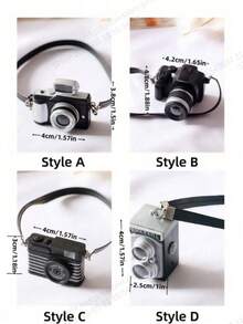 Retro Camera Set Mini SLR Camera Model With Working Flash Light, Sound Effect Keychain, Home Decor, Photography Hobby Collection, Nostalgic Display Item, Digital Camera, Vintage Camera, Youth Micro Creative Toy, Doll House Desktop Decor, Micro Toy Creative - Multicolor - View 3