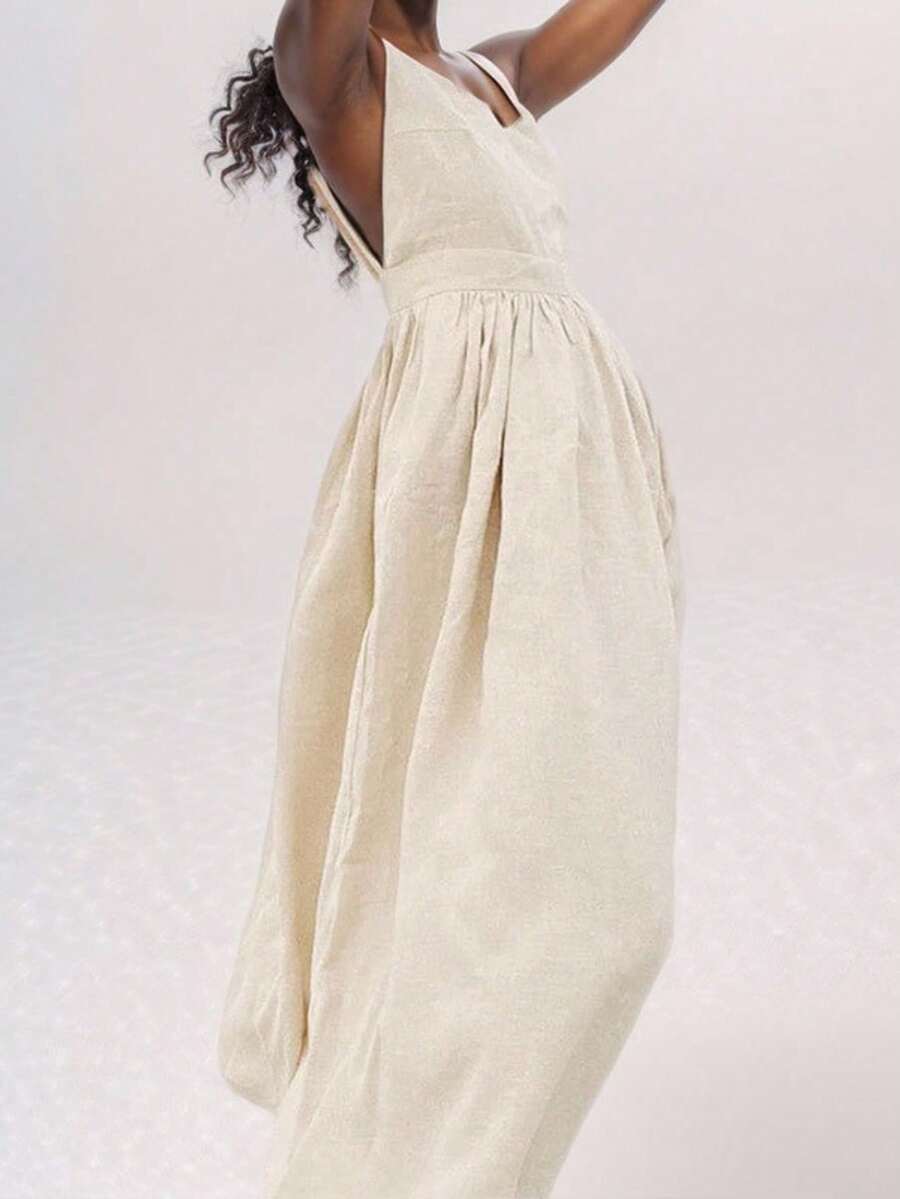 Sleeveless Strapless Dress, High Waist, Sexy Style, Spring 2026 - Apricot - View 1