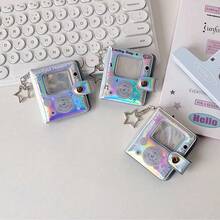 1pc Ins Style 2-Inch Holographic Colorful Keychain Photo Album, Idol Photo ID Card Holder, Mini Photo Sticker Album Pendant - Laser Photo Album - View 4