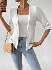 Chaqueta regular para mujer, cárdigan de verano - Blanco - Ver 3