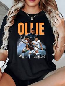 Soccer Players Showing The Passion And Energy Of An Intense Match With Lightning In The Background Conveying Strength And Determination. Women's Casual Modern Comfortable T-Shirt For Everyday Wear - 黑色 - 查看 8