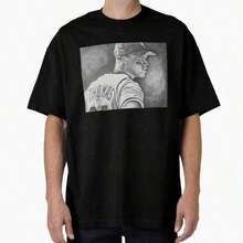 100% Cotton T-Shirt With "Los Angeles In The Center Of All Eyes" Print, Unisex Los Angeles Team Model, Vintage Pattern Print T-Shirt, High Quality Cotton Shirt - 黑色8 - 查看 6