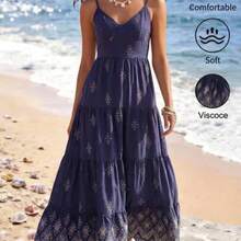 Holidaya New Vintage Floral Birthday Wedding Multi-Layer Patchwork Cute Bow Tie Dress For Women - Azul Marino - Ver 1
