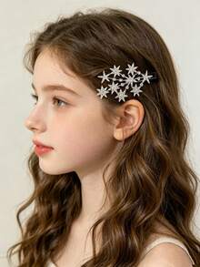 2pcs Rhinestone Star Hair Clips, Shiny Gold Starburst Hair Accessories, Elegant Sparkling Hair Ornaments, Suitable For Party And Daily Wear - Multicolor - View 10