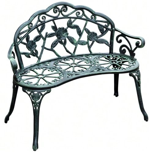 Garden Bench, Park Bench, Seating Bench, Garden Furniture, 2-Seater, Metal, 100 X 54 X 78 Cm - Army Green - View 1