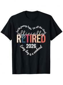 Official Women's Retirement Commemorative T-Shirt 2026 - Casual Loose Fit Crew Neck With "Officially Retired" Printed, Date 2026 - Retirement Themed Clothing And Gift - Novelty Collectible Item For 2026 Retirement Party Events - 如圖所示 - 查看 1