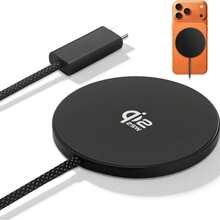 TIMESS Peng charger nirkabel portabel Qi2.2 25W, peng charger nirkabel magnetik, produk bersertifikasi Qi2 25W, antarmuka USB, pengisian cepat, desain ringan, kompatibel dengan iPhone 17/16/15/14/13/12 Pro Max Mini, kompatibel dengan iPhone 17 Pro Max - Hitam - View 3