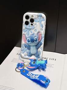 Disney Lilo And Stitch Phone Case : 3D Fluffy Pattern Border Protector Phone Soft Phone Case With A Free Cute Stitch Bracelet Chain Lanyard, Stitch, Lilo, Angel, For Apple 17 Promax 17 Pro 16 15 14 13 12 11 Pro Max XS Max X XR Soft Cover Summer Phone Case - trắng - Xem 5