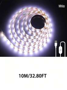 USB LED燈條 觸控感應 5V 2835 LED 柔性背光燈，適用於房間櫥櫃照明、鏡子增亮、鏡櫃樓梯裝飾照明、電視背光、櫥櫃臥室DIY裝飾 - 白色 - 查看 14