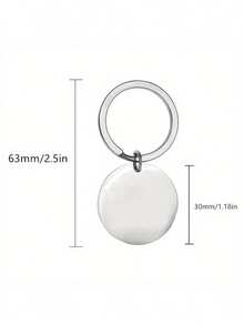 1pc Sweet & Warm Silver Round Metal Spanish Key Chain, Suitable For Bag & Car Key Decoration, Father's Day Gift - Silver - View 7