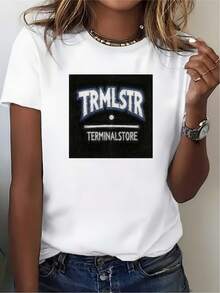 SuaveTRMLSTR - Terminalstore Lightweight And Soft 180G T-Shirt For Family And Business Gatherings - Perfect As A Labor Day Gift - Stylish And Comfortable Short Sleeve T-Shirt - New Arrival - 白色 - 查看 1