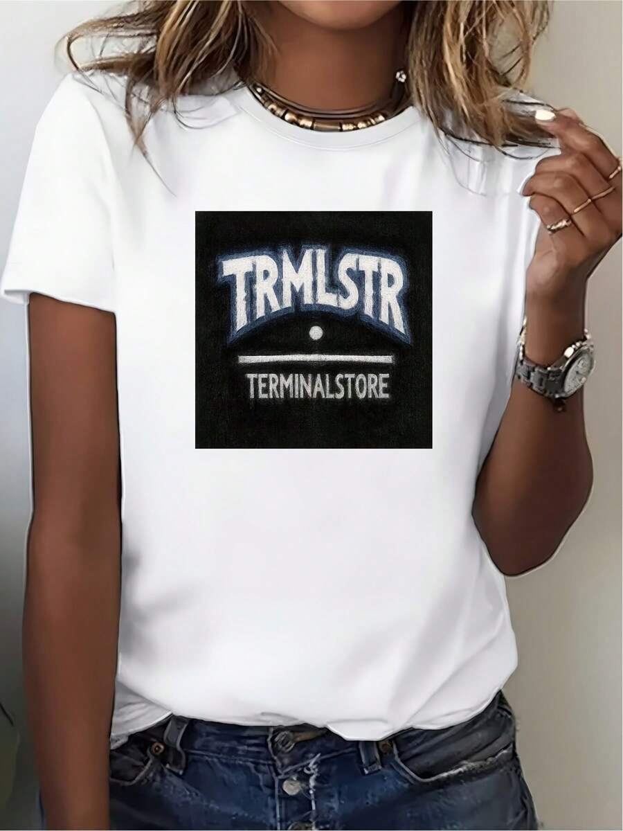 SuaveTRMLSTR - Terminalstore Lightweight And Soft 180G T-Shirt For Family And Business Gatherings - Perfect As A Labor Day Gift - Stylish And Comfortable Short Sleeve T-Shirt - New Arrival - 白色 - 查看 1