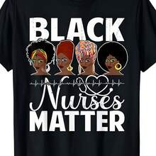 Nurses Matter - African American Nurse T-Shirt - Unisex For Men And Women, Sizes S-M, Pure Polyester, Nursing Clothing, Crew Neck, Casual And Professional Use For Health Advocacy. - 黑色 - 查看 7
