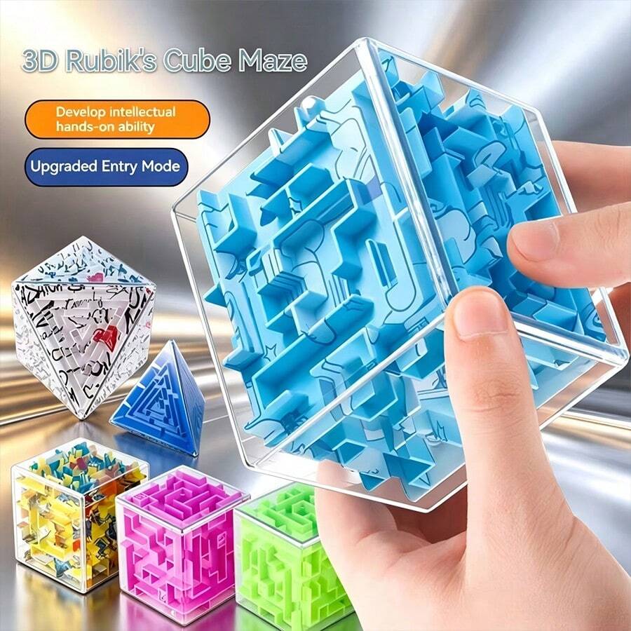 1pc 3D 6-Sided Square Maze Puzzle Game Toy, Stress Relief Toy For Teens, Desktop Game Toy, Birthday Gift, Perfect Gift, Holiday Gift, Gift Toy