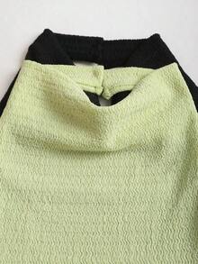 piezas Nuevo top sin espalda elegante y sexy con cuello halter y drapeado, unicolor verde/negro, casual y versátil Y2K - Multicolor 4 - Ver 8