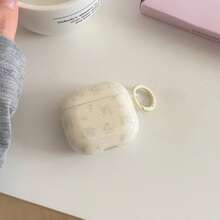 韓式簡約黃紫色花卉 Pro 2/Pro/4/3/2 耳機保護殼套組附掛環，適用於 Apple，時尚女款耳機保護殼，簡約耳機保護殼，Apple 耳機保護殼，春/夏耳機保護殼，生日/節日禮物。使用前請撕除保護膜。 - 乳黃色 - 查看 5
