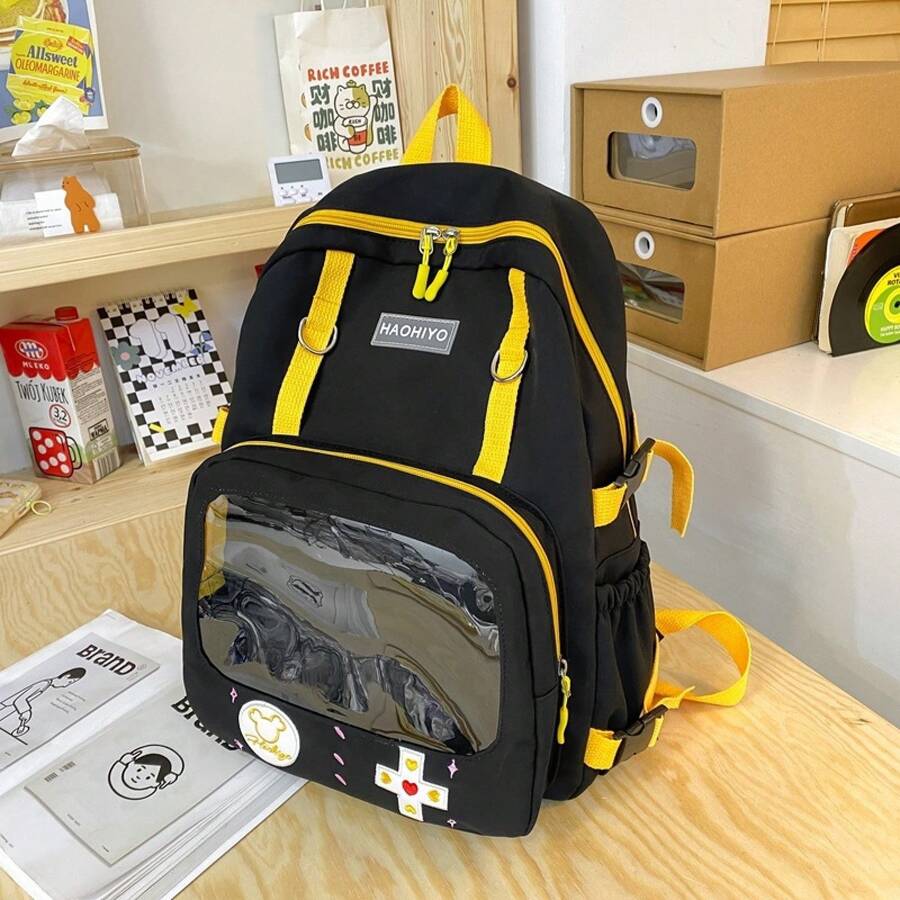 ゲーミングバッグ 大容量 透明 パステルカラー 学生リュック 女子中学生 高校生 - 白と青 - チェックする 1