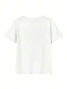 Summer Cheer From Japan! White On White Star Print Cotton T-Shirt, Women's Short Sleeve Crew Neck Cotton T-Shirt, Casual Japanese Feminine Style. - 白色 1 - 查看 4