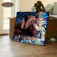 2D Flat, 2D Flat, 1pc 2D Flaanvas Artwork Led 'Spirit Rr' By Amy Keller-Rempp, Featuring A 16X22 Depiction Of A Local American Brown Bear Swimming In A Colorful Lake. This Art Print Makes A Wonderful Day Gift Or A Lovely Present - đóng khung - Xem 5