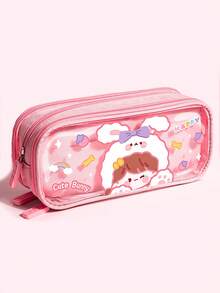 2026 New Transparent Pencil Case, Large Capacity 3-Layer Highly Attractive INS Style Pencil Box For Girls, Color-Block Student Stationery Box, Minimalist - Single Piece - View 13