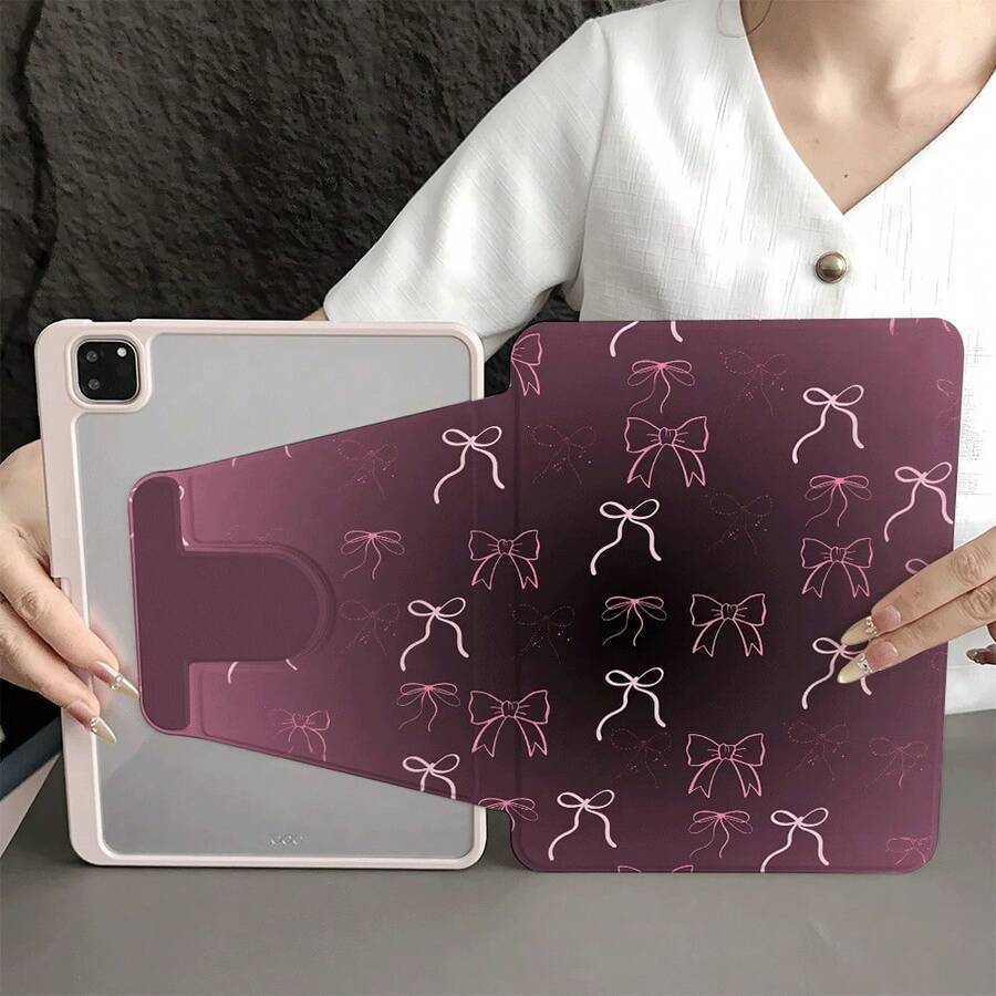 1 chiếc ốp lưng máy tính bảng màu tím đế in hình nơ hồng, xoay 360° có ngăn đựng bút, tương thích với iPad thế hệ thứ 10 10.9 inch 2022 Smart Case/ Air 13 (M3 2025)/ Air 11 (M3 2025)/ Air 11 (M3 2025)/ 11 (A16 2025), tương thích với Oppo Pad, Matepad, Vivo Pad, Honor Pad, Xiaoxin Pad. - Nhiều màu - Xem 1