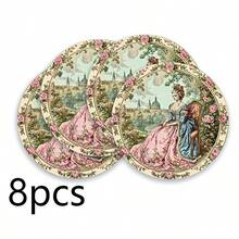 Alas piring bundar bergaya Rococo vintage dengan motif wanita bangsawan abad ke-18 dan pesta teh di taman, tersedia dalam set 1/2/4/6/8 buah, dengan diameter 36 cm. Terbuat dari 100% serat poliester, dapat dicuci dengan mesin, dicuci dengan tangan, dan dicuci kering, serta memiliki sifat anti selip dan tahan panas. Ideal untuk makan sehari-hari dan dekorasi rumah, sempurna untuk penggemar gaya vintage dan barok. - MultiWarna - View 16