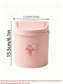1 buah Tempat Sampah Mini Meja dengan Tutup dan Pita Dekoratif, Tempat Sampah Plastik dengan Tutup Putar, Keranjang Sampah Silinder Tanpa Listrik, Cocok untuk Rumah, Kantor, Dapur, Kamar Tidur, Meja Rias, Asrama, Wadah Penyimpanan Dekorasi Meja yang Lucu, Solusi Pembuangan Sampah Portabel, Alat Pengorganisasian Rumah yang Penting - Berbagai gaya - View 6