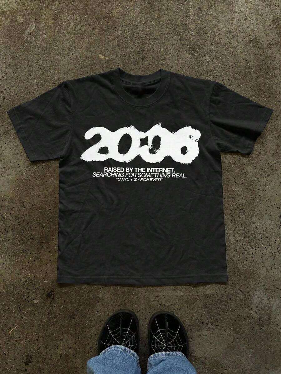 365T Women's Casual T-Shirt With Round Neck And Short Sleeves With Slogan Print - 2 - 查看 1