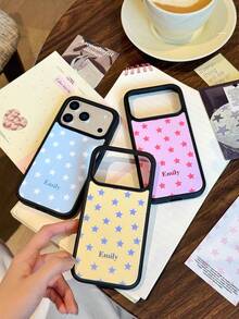 Customized Minimalist Star & Letter Slogan Phone Case, Full Coverage Hard Shell Protective Cover Suitable For IPhone 11/12/13/14/15/16 17 Pro Max - Multicolor - View 5