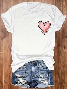 Look At It Again And Thank God, Move Forward And Trust In God. Women's Regular Short Sleeve T-Shirt - Fun Cartoon Letter Print, Crew Neck, Casual Style - Machine Washable, Fashionable Women's Clothing, Breathable And Comfortable. - 白色雙面 - 查看 3