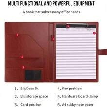 A4 Multifunctional File Folder, Leather Storage Clipboard, Office Supplies Contract Folder, Designer Measurement Notebook, Business - One Size - View 3
