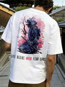 FRACTYR Minimalist Male Figure Print Short Sleeve T-Shirt | Casual Streetwear That Goes With Everything - 白色 - 查看 12